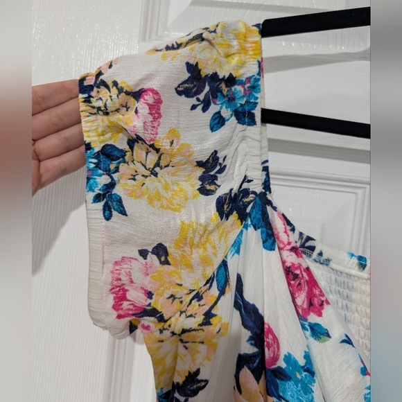 NWT Torrid Floral White Mini Gauze Puff Sleeve Skater Dress in Size 2 (18/20) - Picture 3 of 12